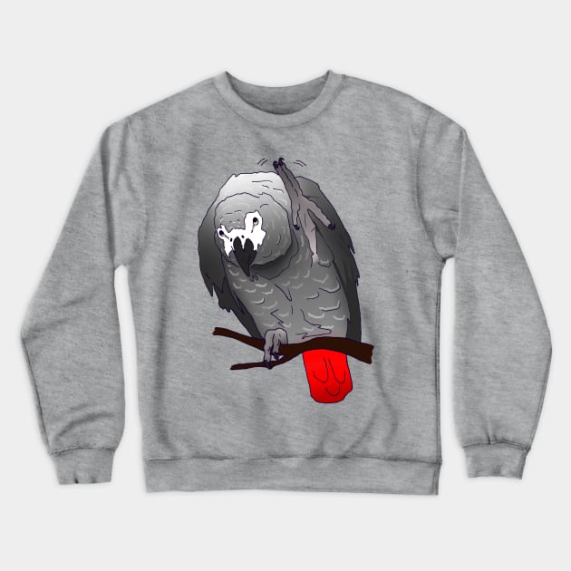 African Grey Parrot Perching Waving on a Branch Crewneck Sweatshirt by Einstein Parrot